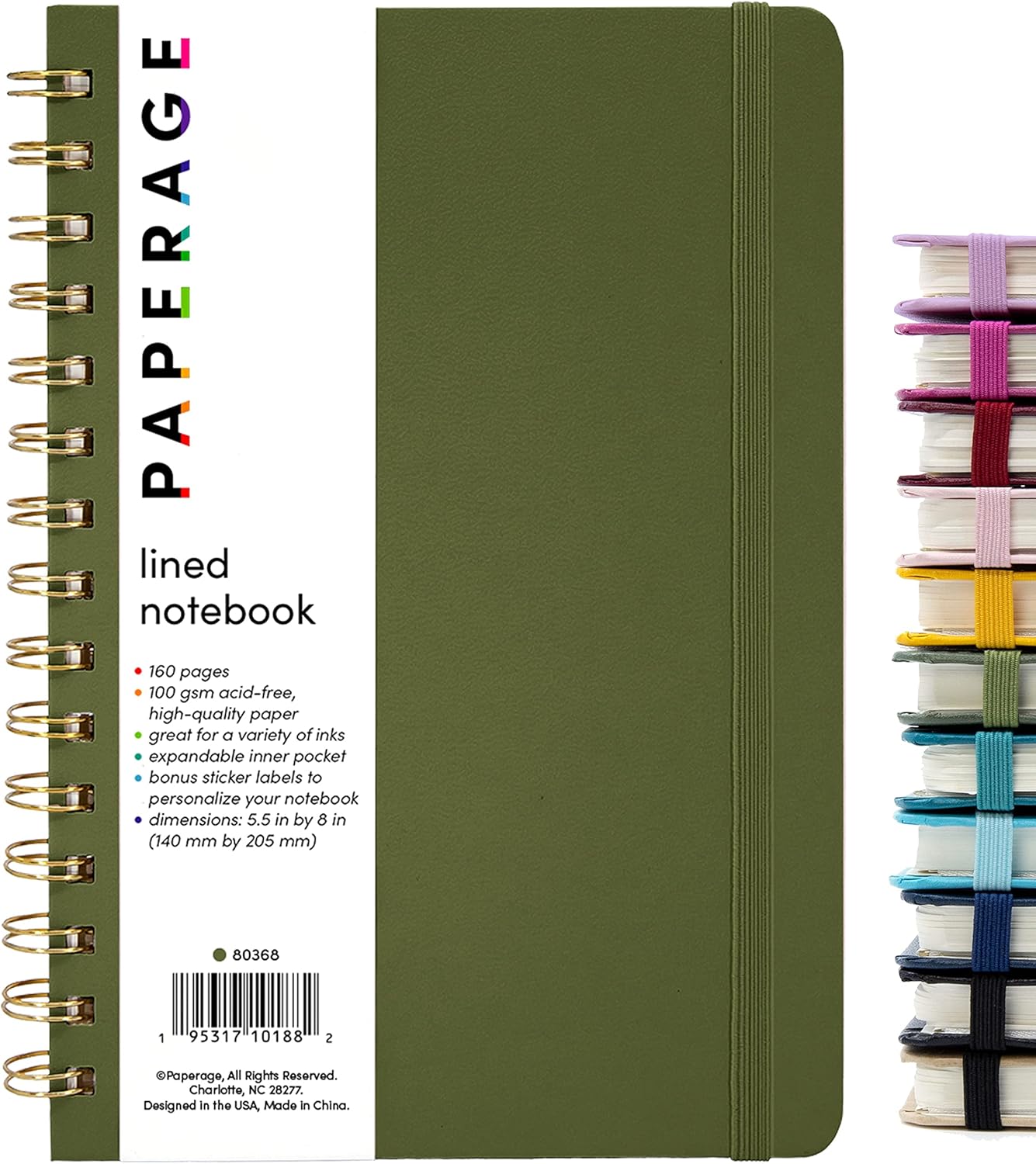 Lined Spiral Journal Notebook, Olive Green - 100 GSM Thick Paper