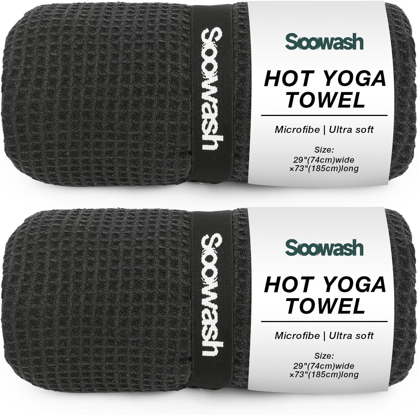 Non-Slip Waffle Hot Yoga Mat Towel 2 Pack - Super-Absorbent Soft Microfiber - Perfect for Hot Yoga