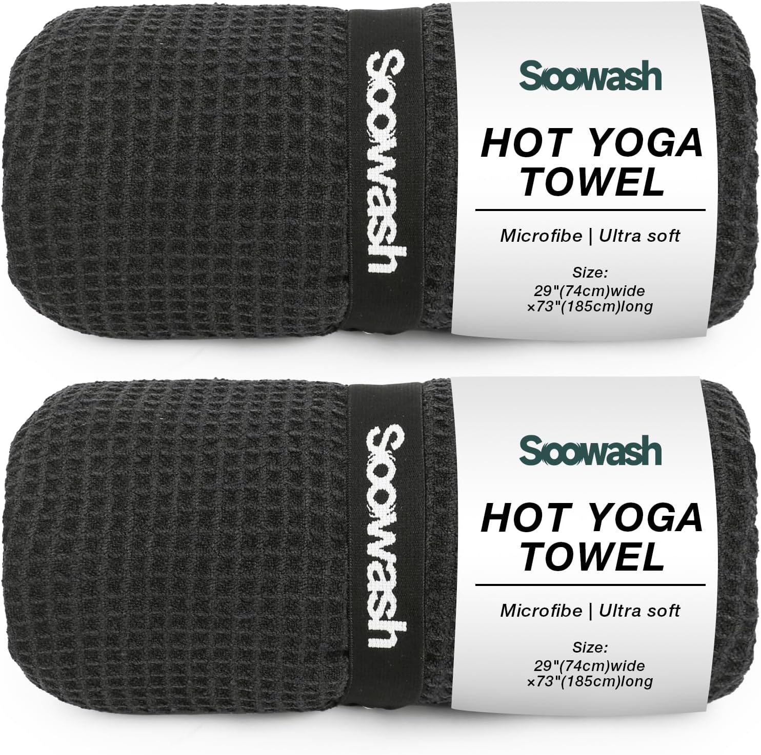 Non-Slip Waffle Hot Yoga Mat Towel 2 Pack - Super-Absorbent Soft Microfiber - Perfect for Hot Yoga