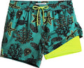 Mens 5.5ft Swim Trunks with Compression Liner - Quick Dry Beach Shorts