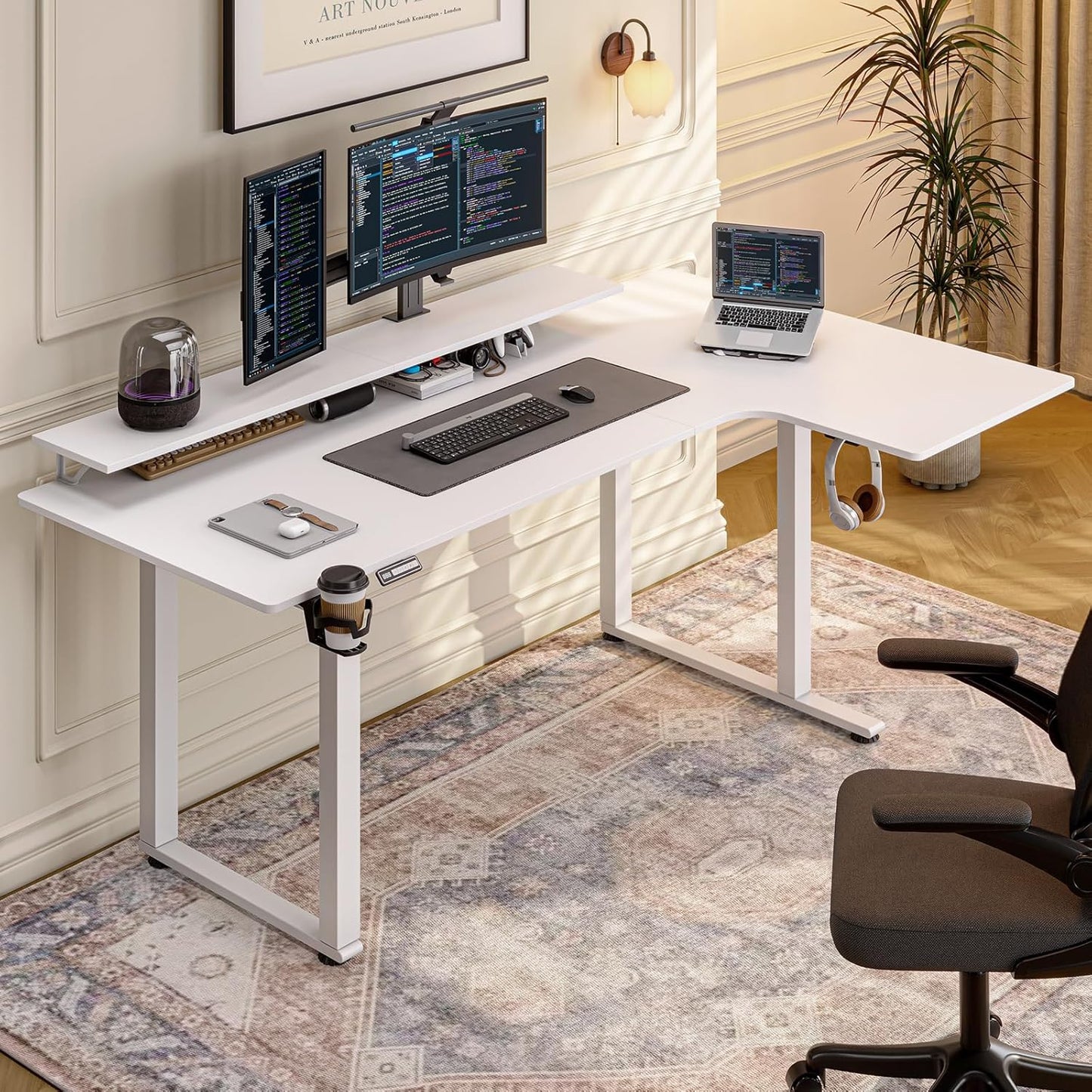 ONBRILL L-Shaped Electric Standing Desk - Dual Motor, Memory Controller, Adjustable Height up to 46''