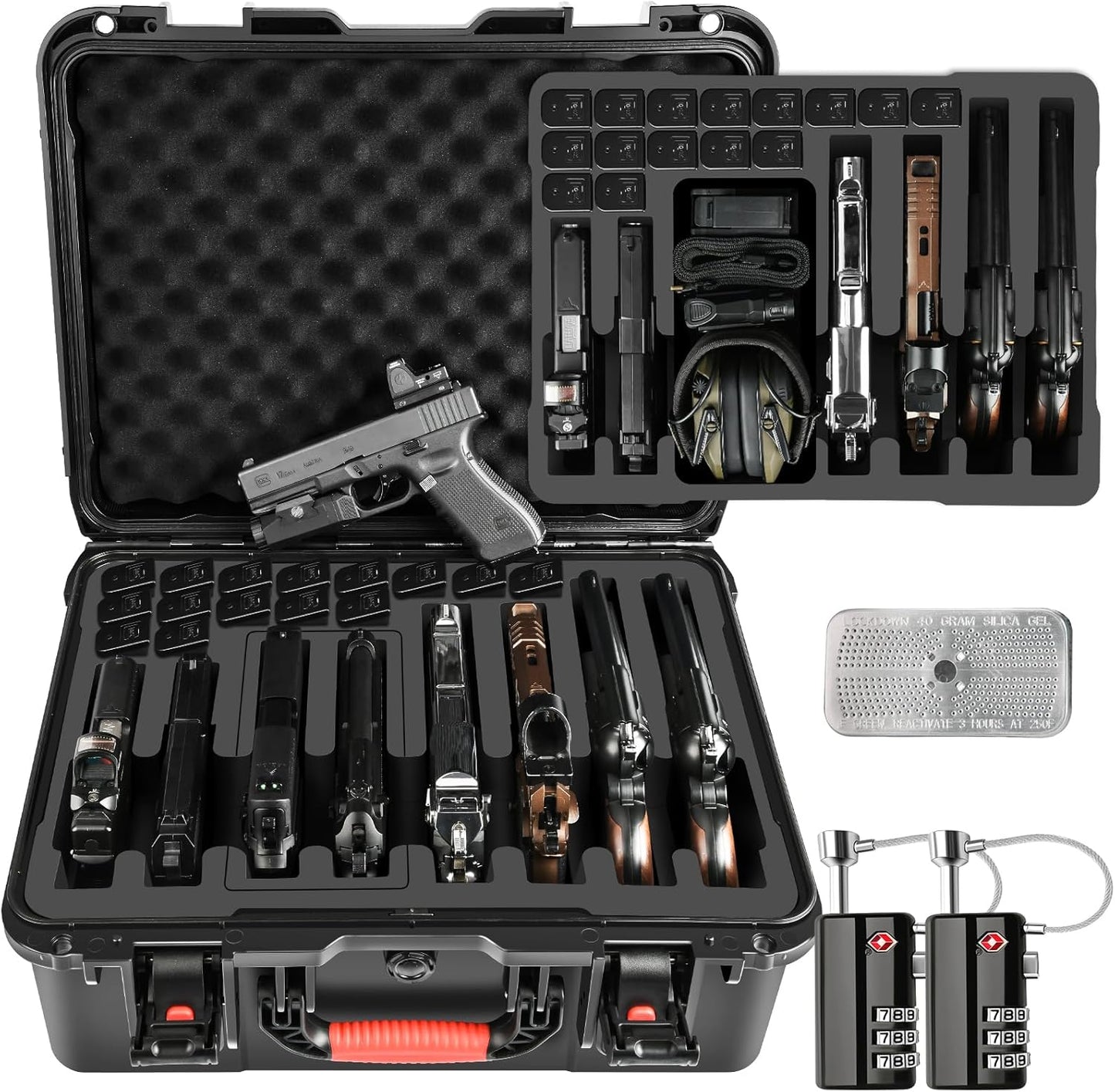 Pistol Gun Case for Multi Handguns - Waterproof Hard Shell Box