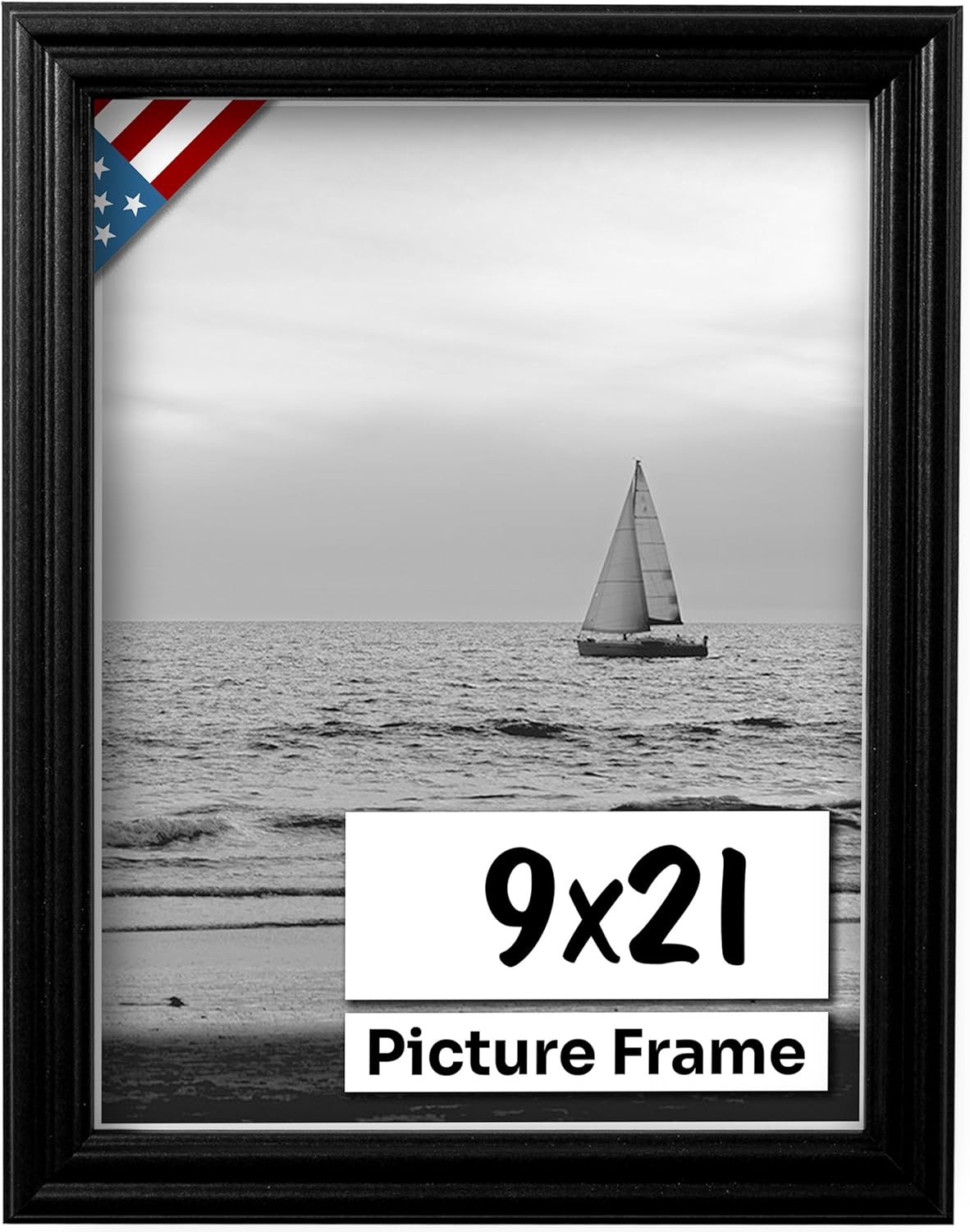 Black 9x21 Picture Frame - Handmade Solid Wood Wall Decor