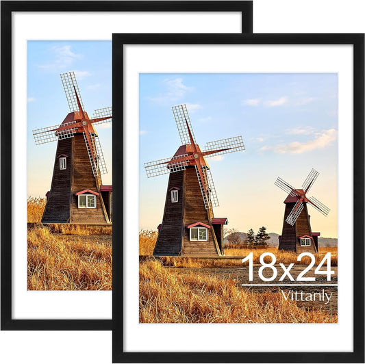 Vittanly 18x24 Picture Frame - Large Black Poster Frame Set