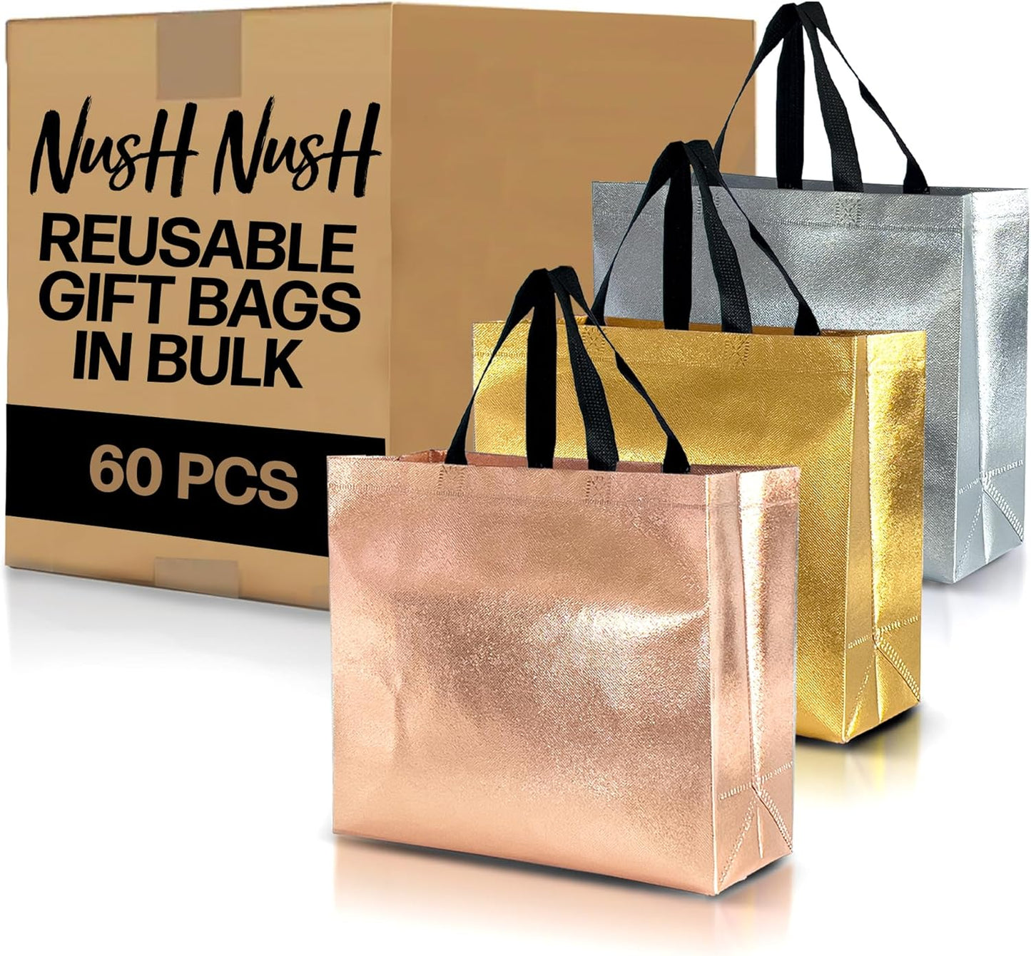 Nush Nush Set of 60 Mix Color Gift Bags for Every Occasion