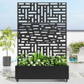 Metal Raised Garden Bed with Trellis and Wheels 72x47x16 in - Black