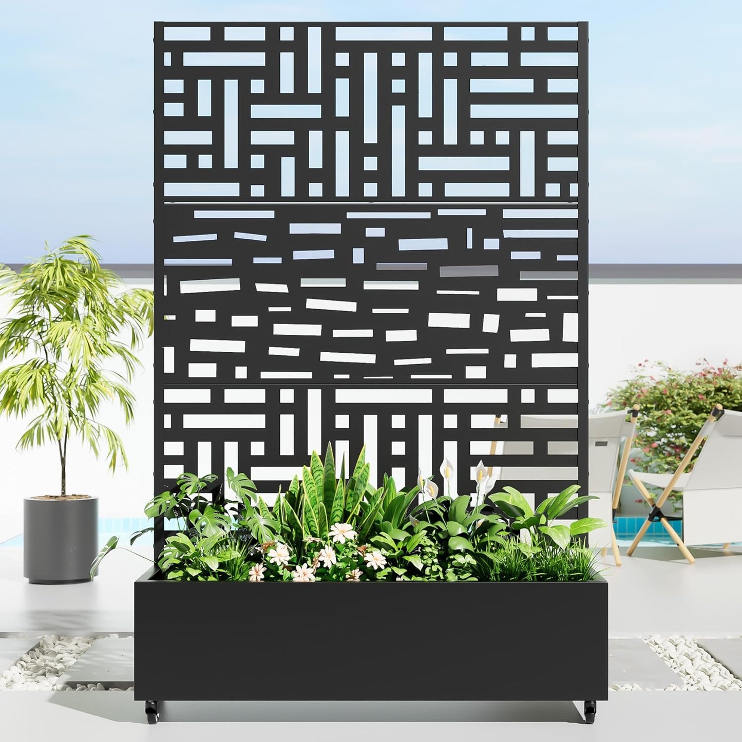 Casaphoria Metal Raised Garden Bed with Trellis and Wheels
