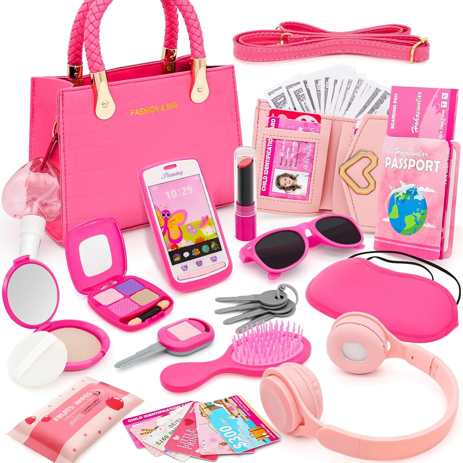 49PCS Pretend Makeup Purse Set for Toddler Princesses