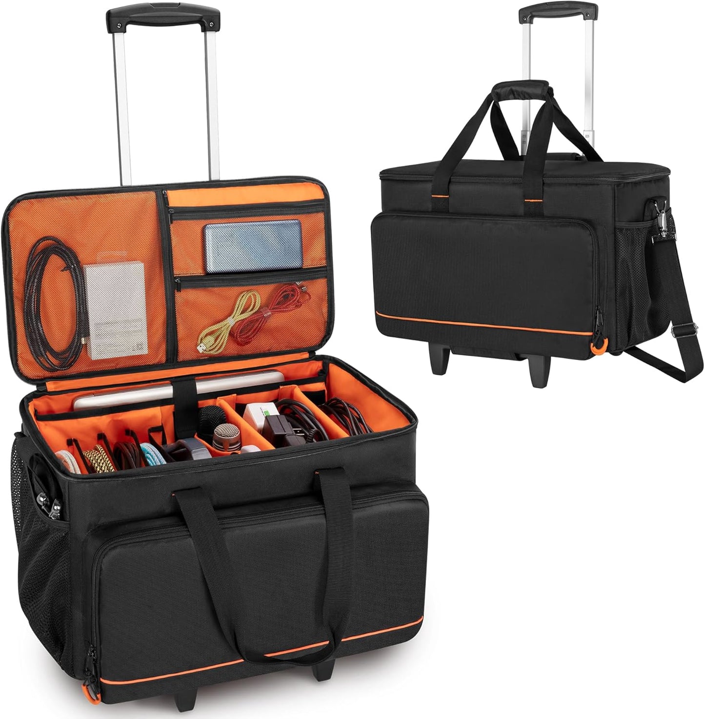 Trunab Rolling DJ Cable File Bag with Padded Bottom for Gear