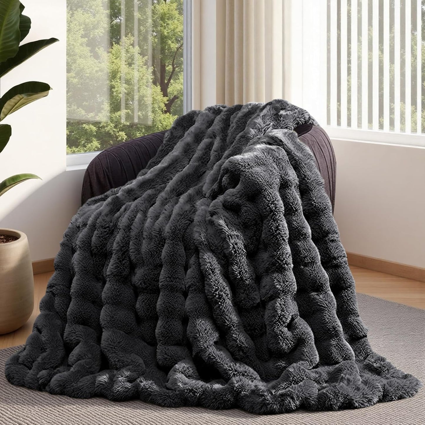 Lotus Karen Faux Fur Throw Blanket for Cozy Comfort and Style