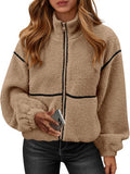 Sherpa Fleece Jacket Women Oversized Zip Up - Cozy Fall Coat