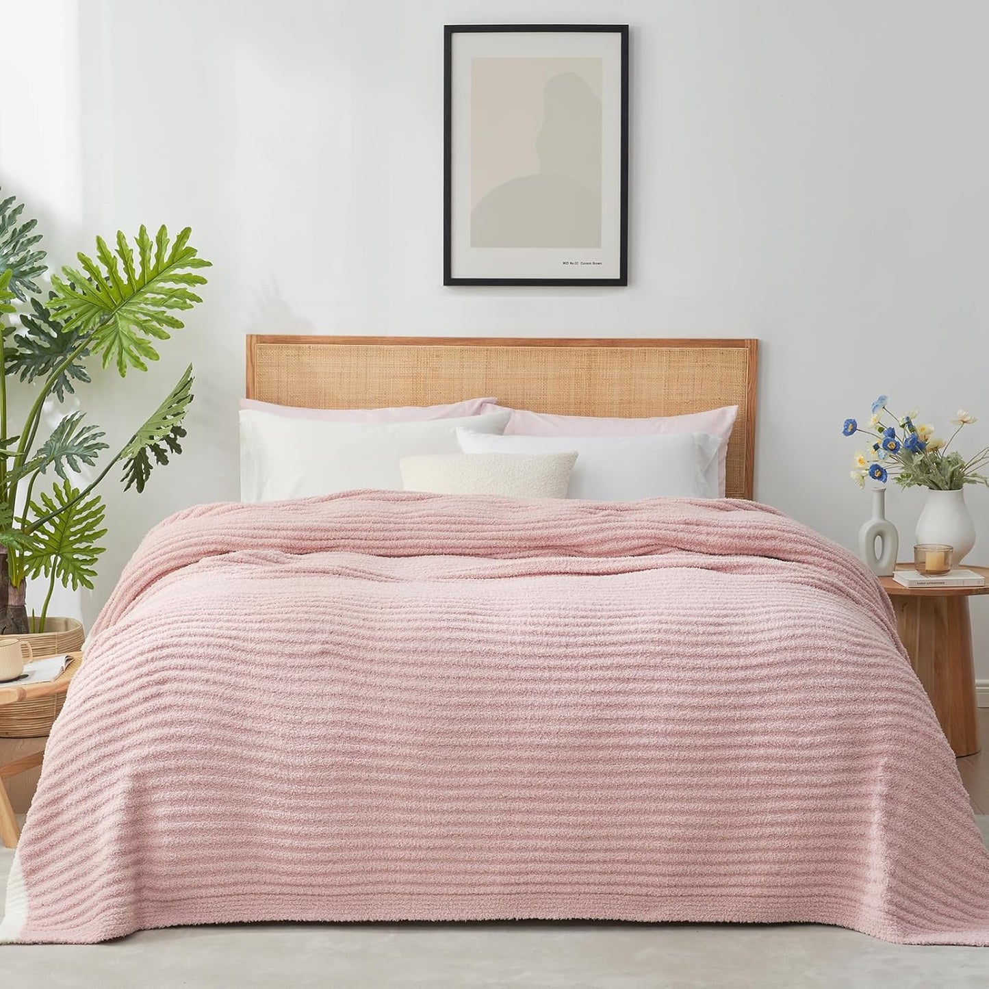 Snuggle Sac Pink Ribbed Queen Size Blanket for Cozy Comfort