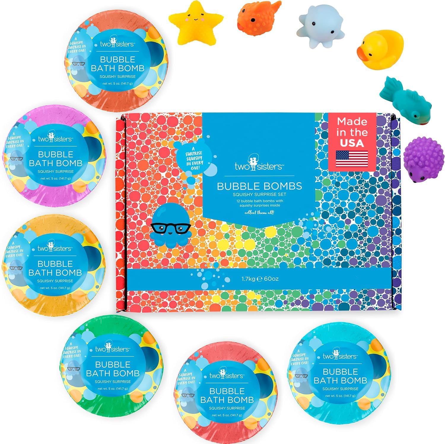Squishy Bath Bombs for Kids with Surprise Toys Inside - 6 Pack