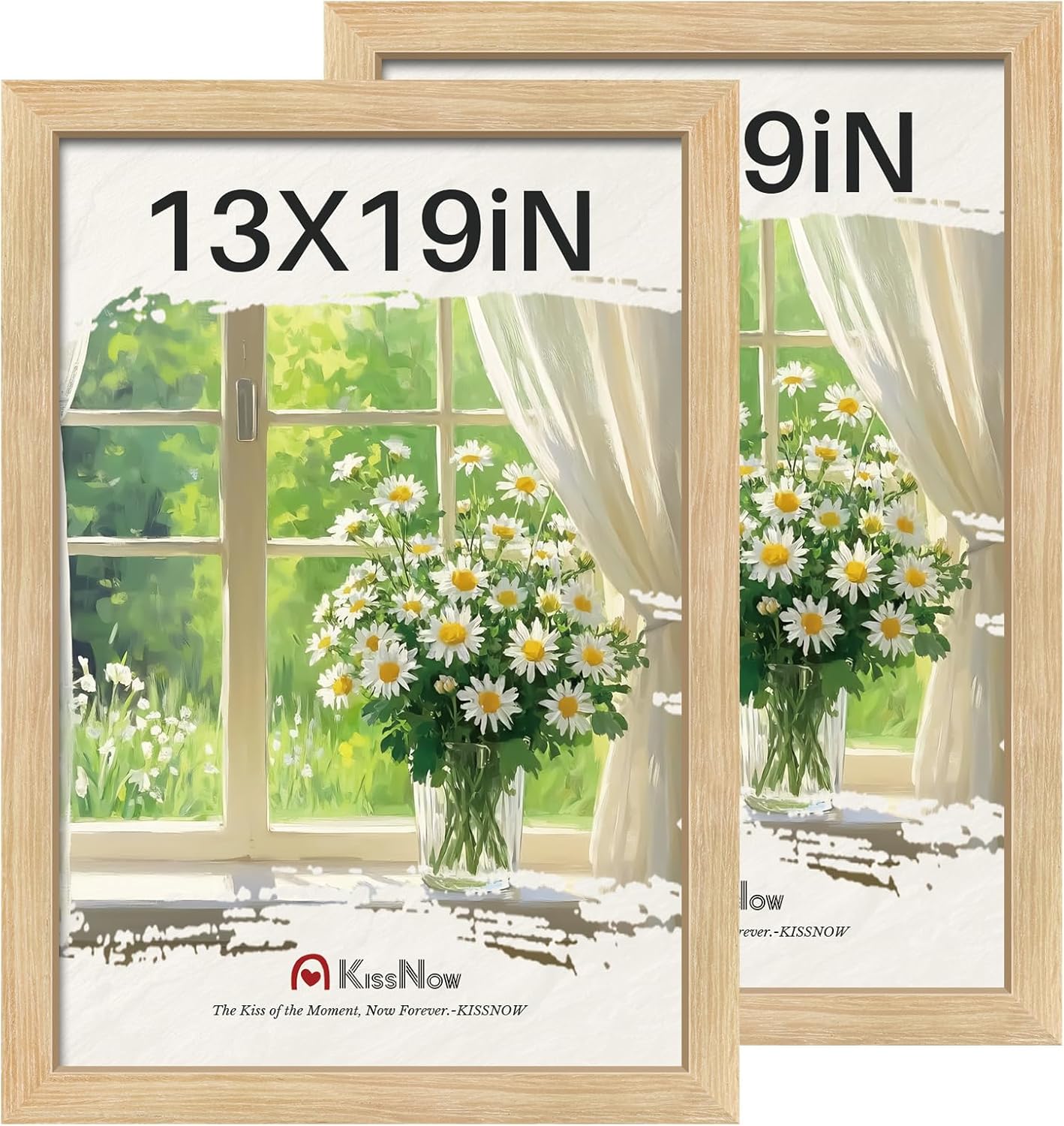 Natural Oak Wood 13x19 Picture Frame Set of 2 for Wall Hanging