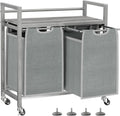 Laundry Hamper with 3 Removable Bags and Shelf - Mobile Laundry Sorter