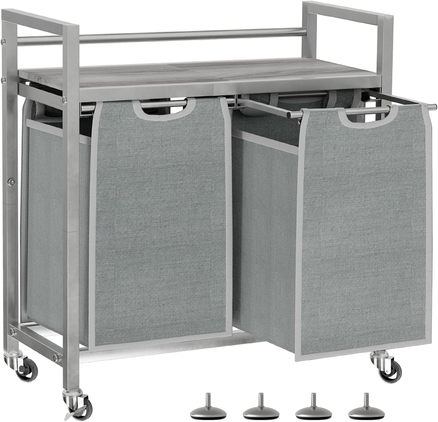 Laundry Hamper with 3 Removable Bags and Mobile Storage Cart