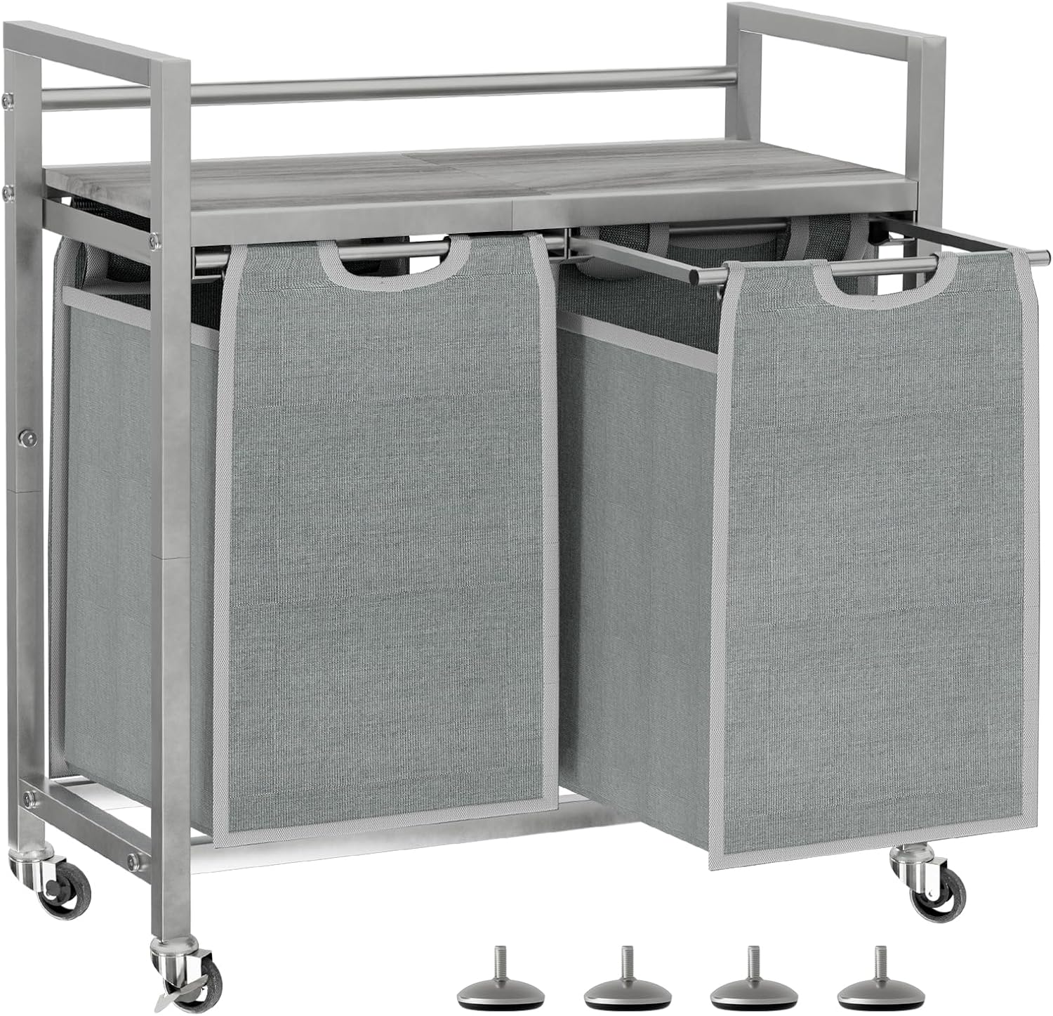Laundry Hamper with 3 Removable Bags and Mobile Storage Cart