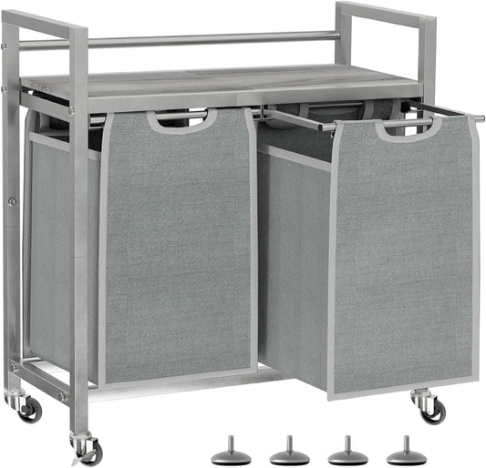 Laundry Hamper with 3 Removable Bags and Mobile Storage Cart