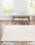 Uber Cozy Solid Shag 8 Ft Square Snow White Rug - Soft Modern Texture