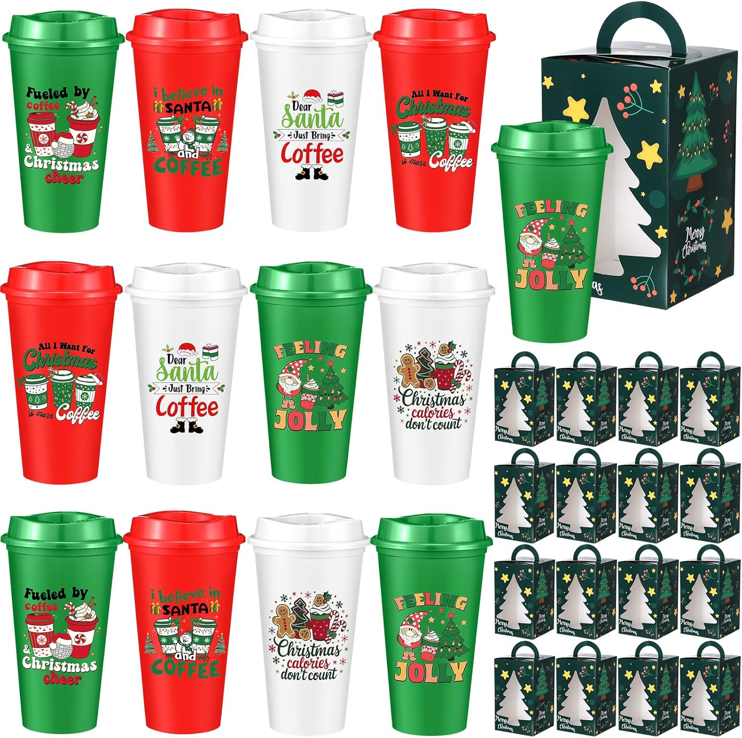Mimorou 12 Set Christmas Coffee Cups for Holiday Gifting Fun