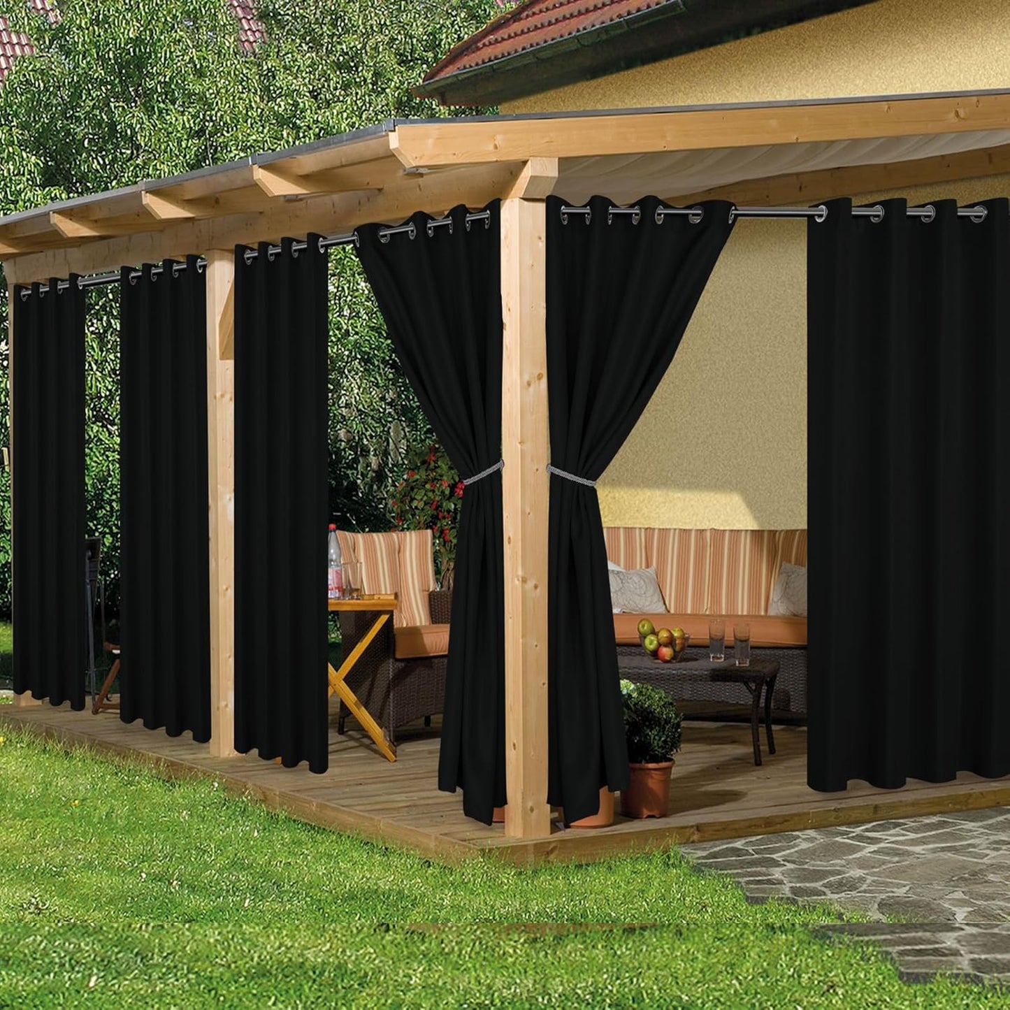 Waterproof Outdoor Curtains for Patio - 54x120 in, 6 Panels