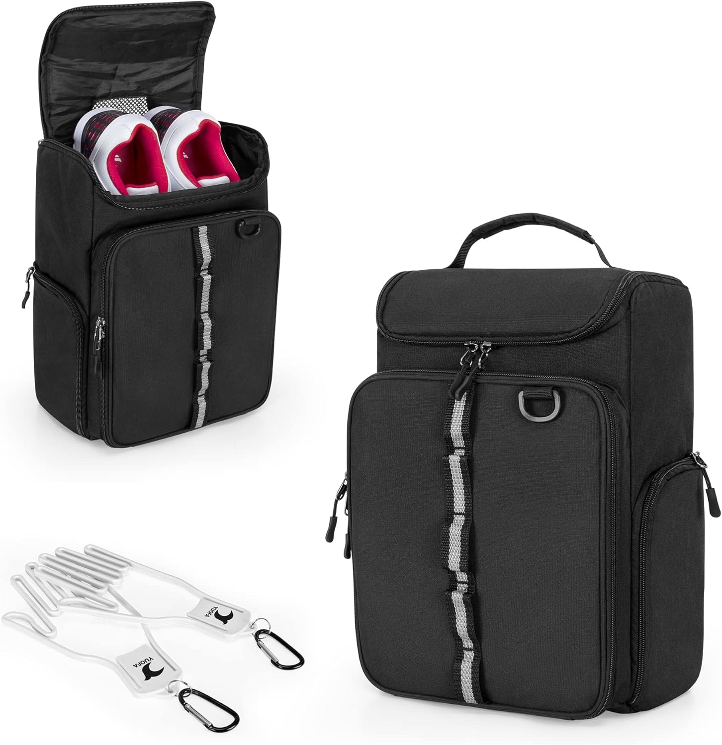 GOBUROS Golf Shoe Bag - Fits US Men's 14 Shoes, Dual Glove Holders, Black