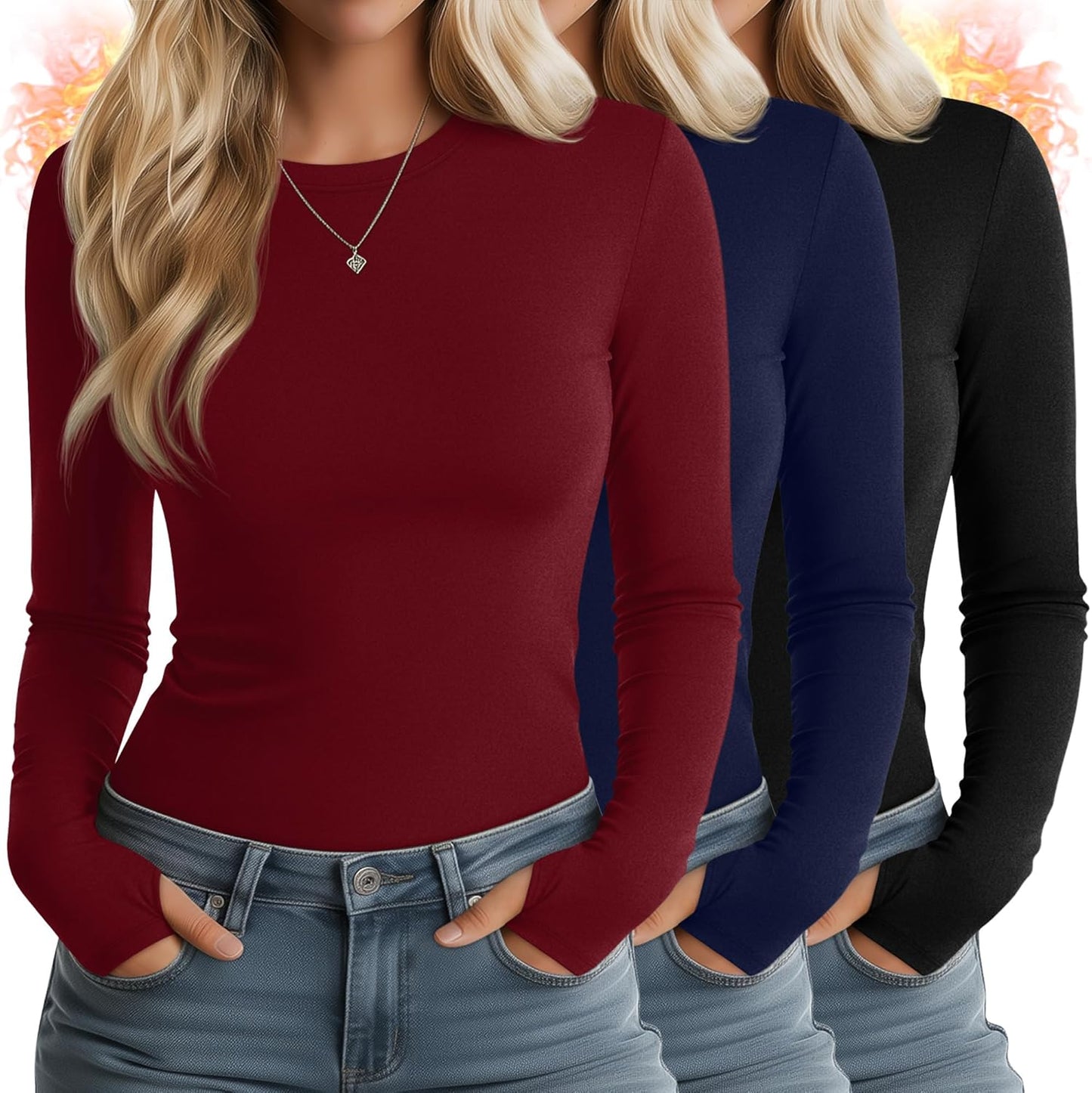 Huukeay Women's Thermal Shirts with Thumb Holes for Comfort