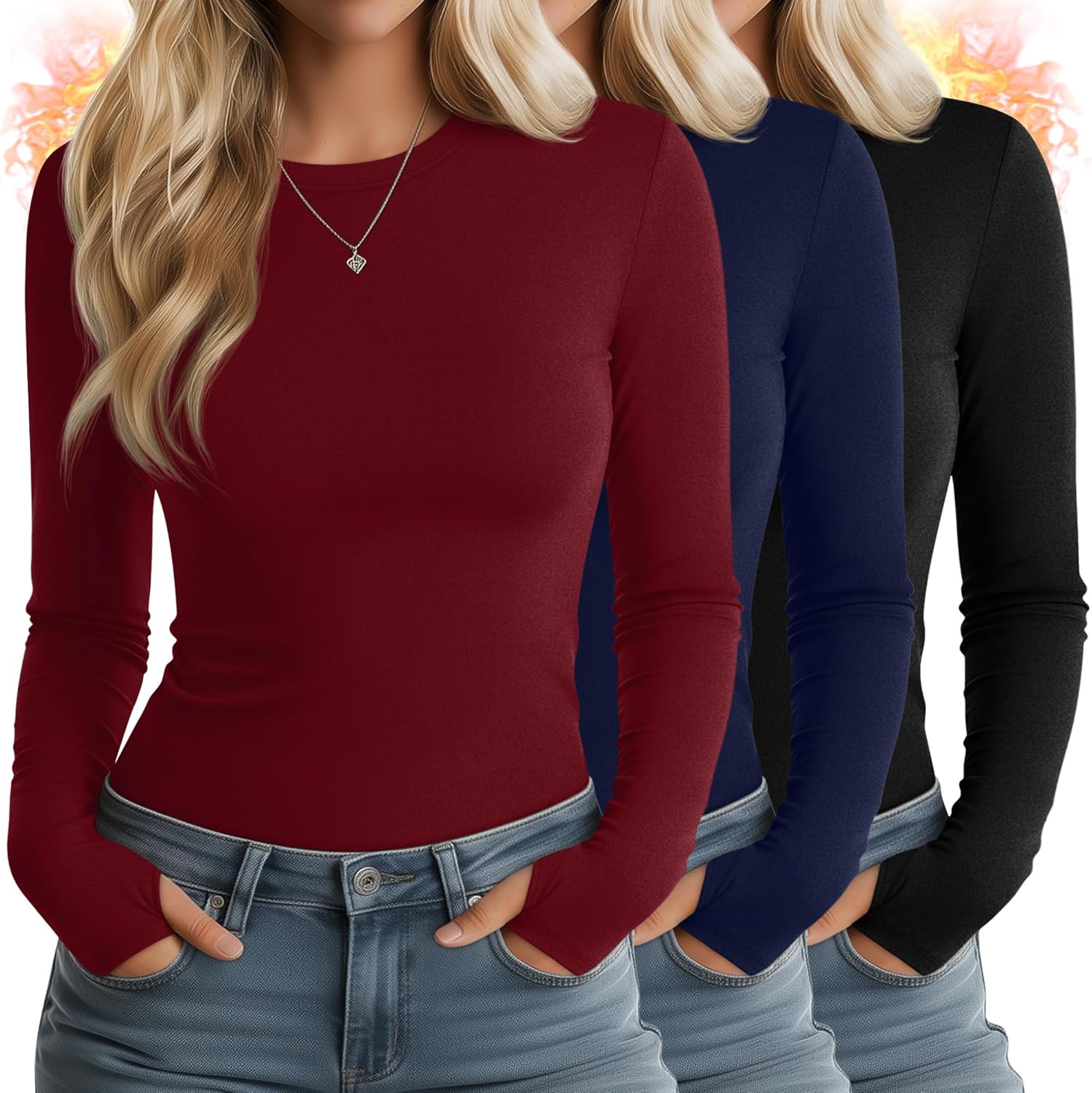 Huukeay Women's Thermal Shirts with Thumb Holes for Comfort