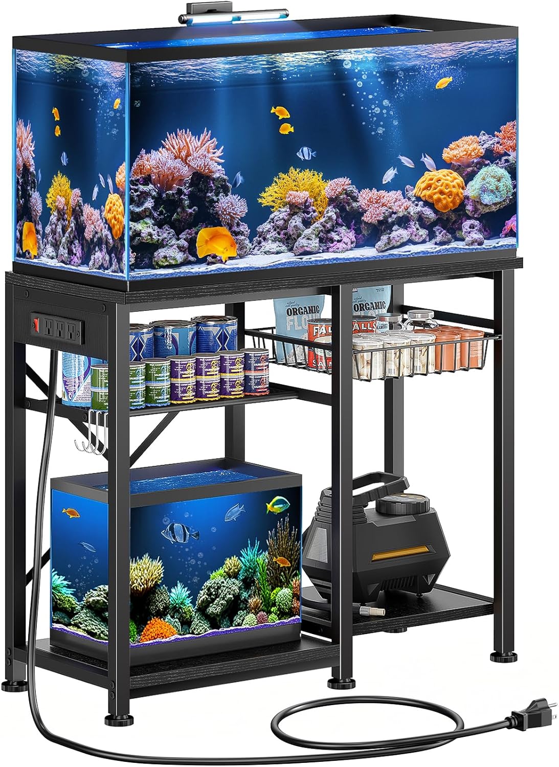 20-29 Gallon Aquarium Stand with Power Strip and Storage Basket