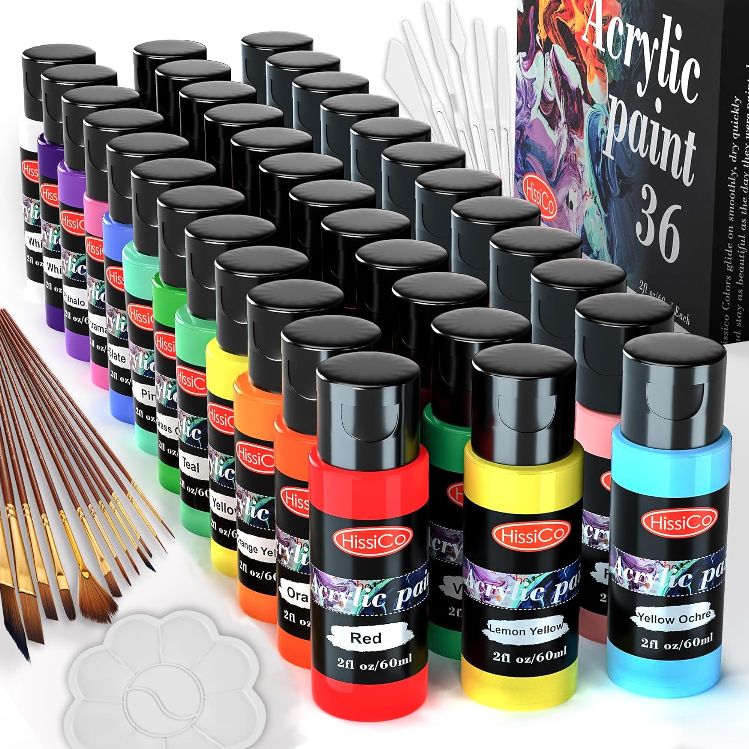 36 Colors Acrylic Paint Set with Brushes for Artists and Kids