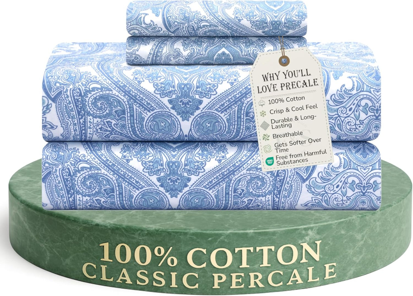 Feather & Stitch 100% Cotton Percale Sheets for King Beds
