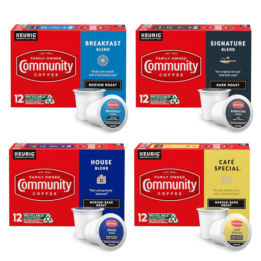 Community Coffee Variety Pack 48 Count Pods for Keurig Brewers