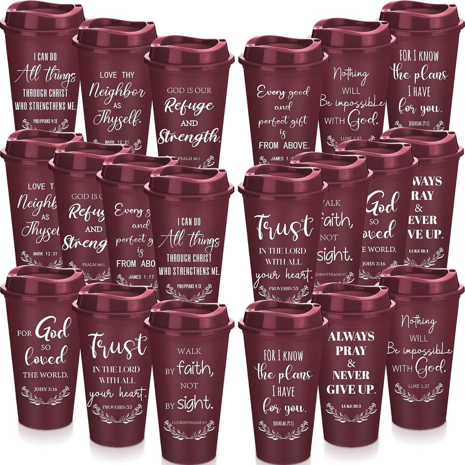 40 Pack Christian Gifts for Men Women Reusable Tumbler Cups