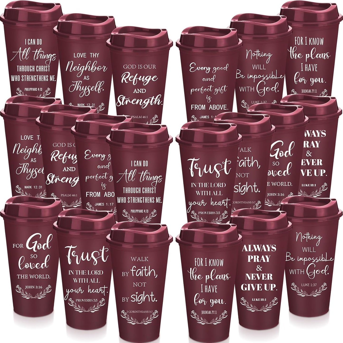 60 Pack Christian Gifts for Men Women Reusable Bible Verse Tumblers