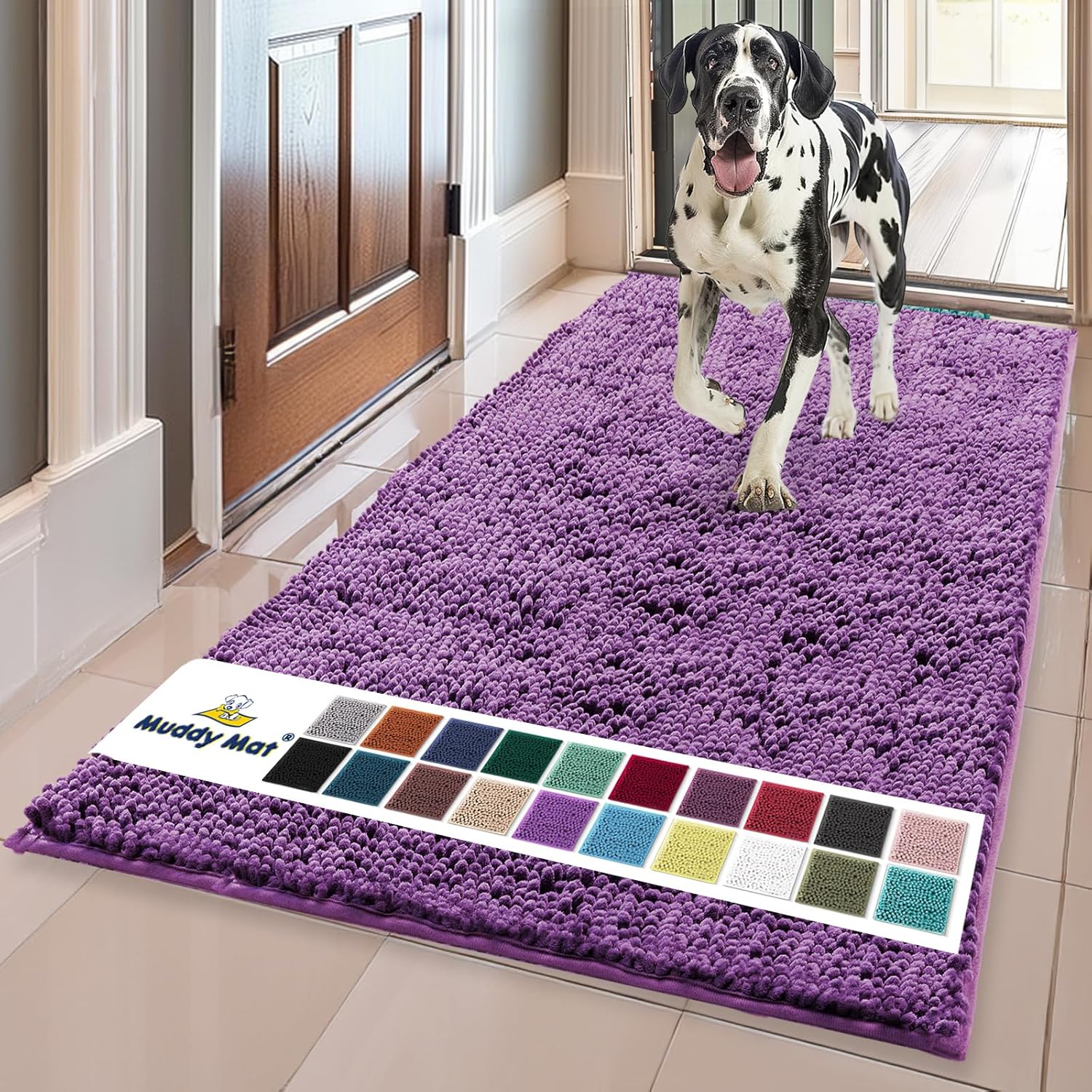 Muddy Mat Original Dog Door Mat for Muddy Paws, 35x60 in Purple