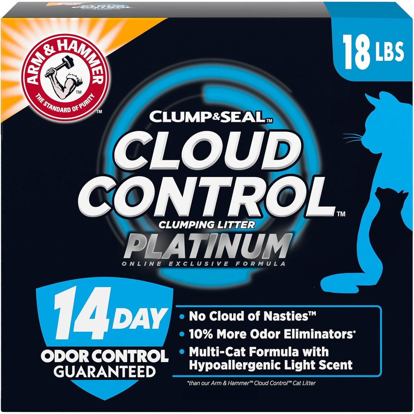 18 lb Arm & Hammer Cloud Control Platinum Cat Litter - 14 Days Odor Control