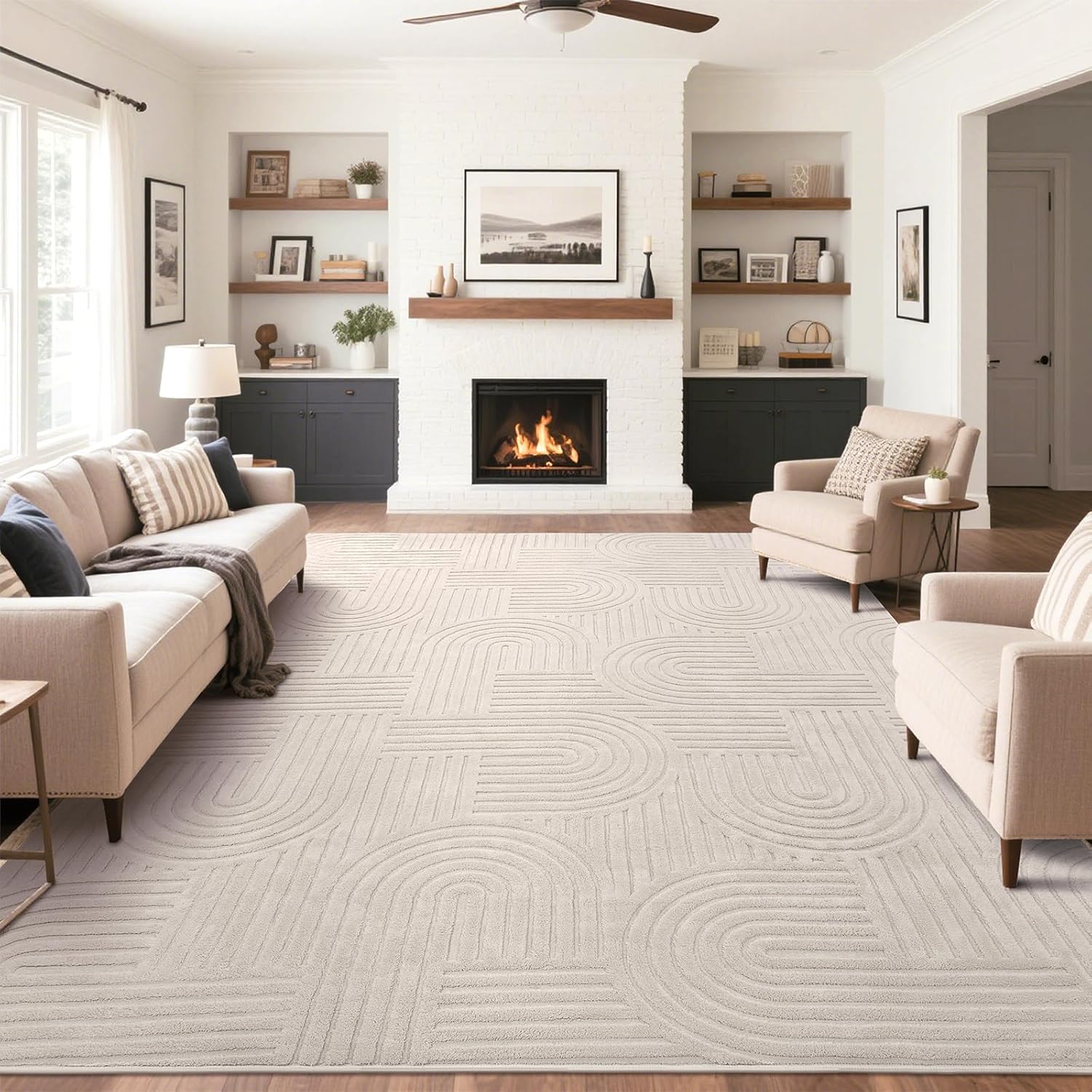 Soft Cozy Fluffy Arch Pattern High-Low Pile Area Rugs 8ftx10ft