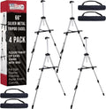 66 in Silver Metal Tripod Easel (4 Pack) - Portable Adjustable Stand