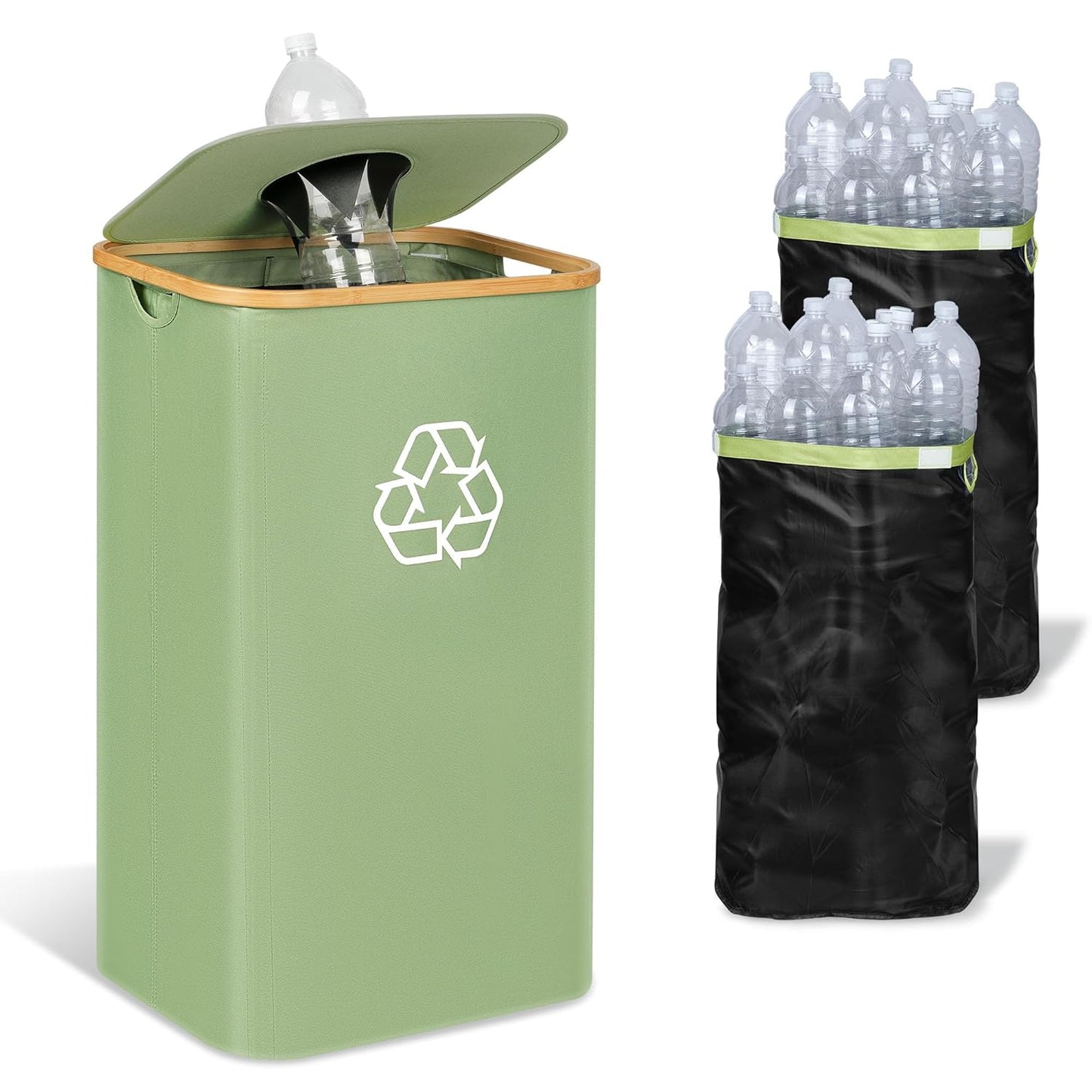 29 Gallon Recycling Bin for Kitchen with Lid and Inner Bags