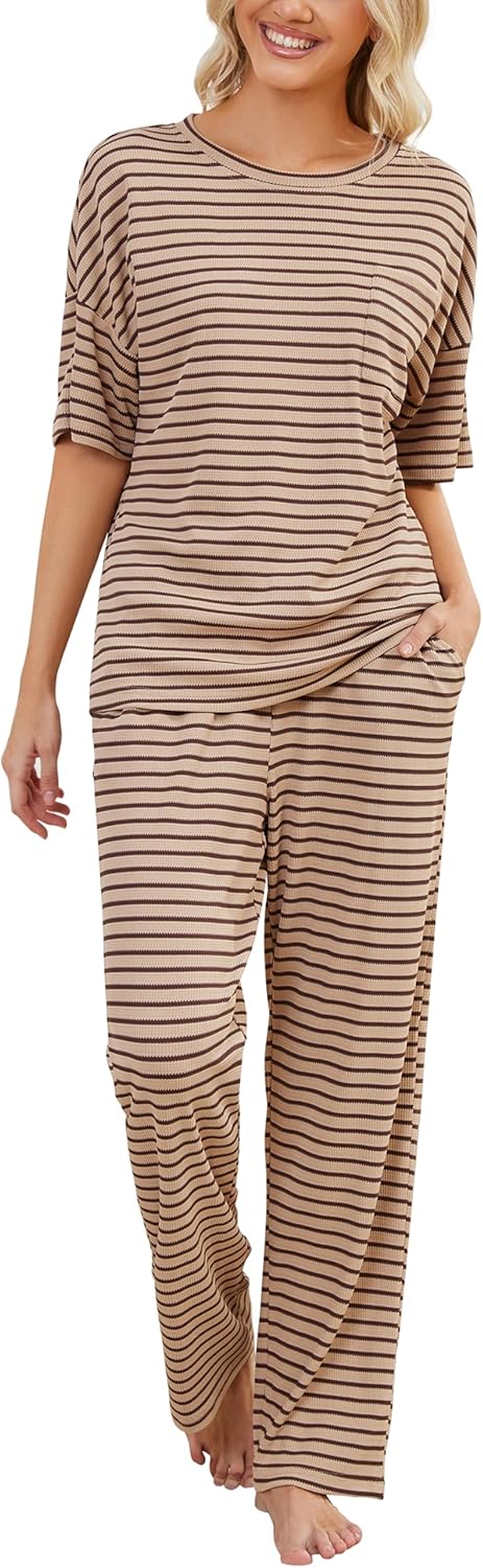Waffle Knit Pajama Sets for Women - Soft Sleepwear Lounge Wear