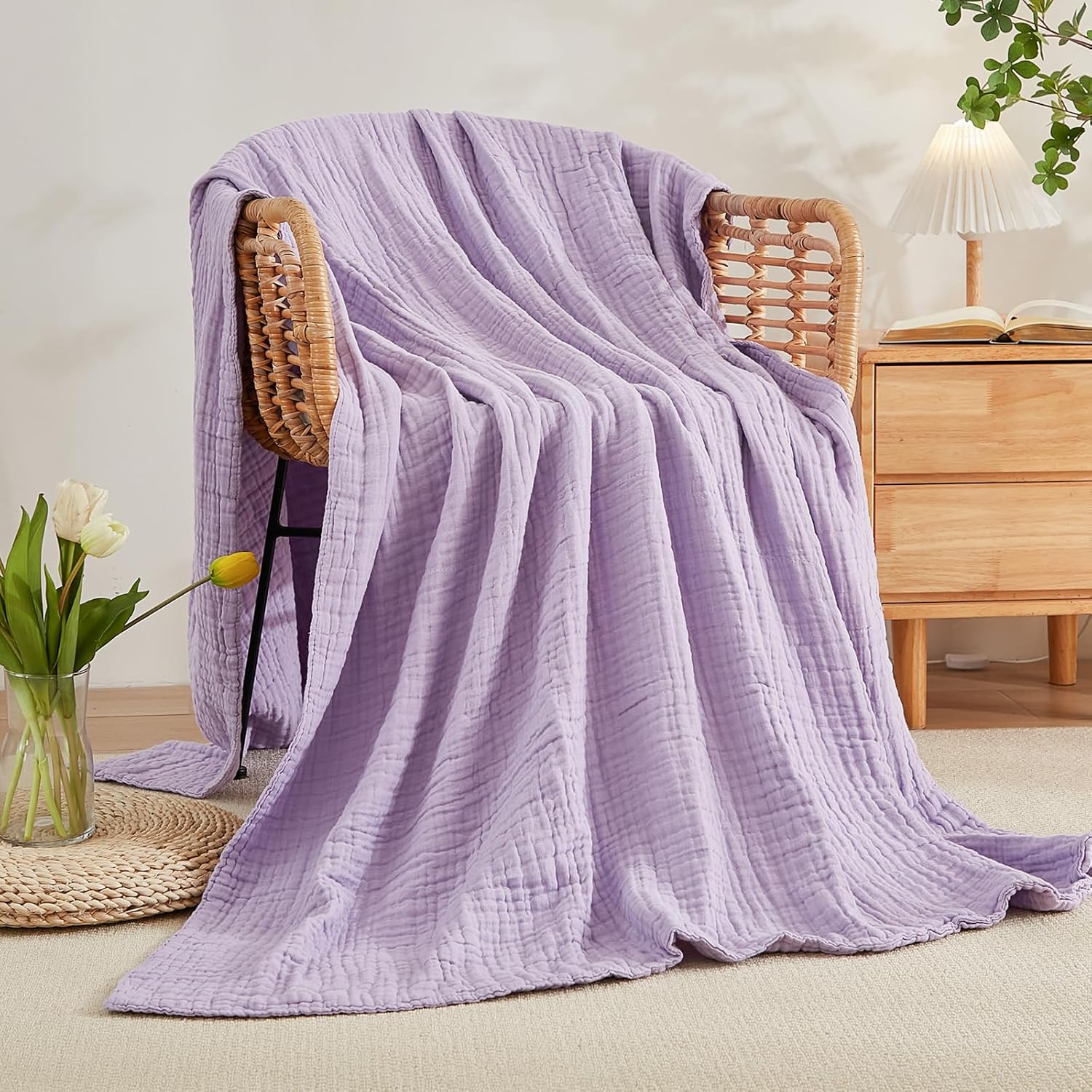 EMME Cotton Blanket Twin XL Soft Muslin Lightweight Layering