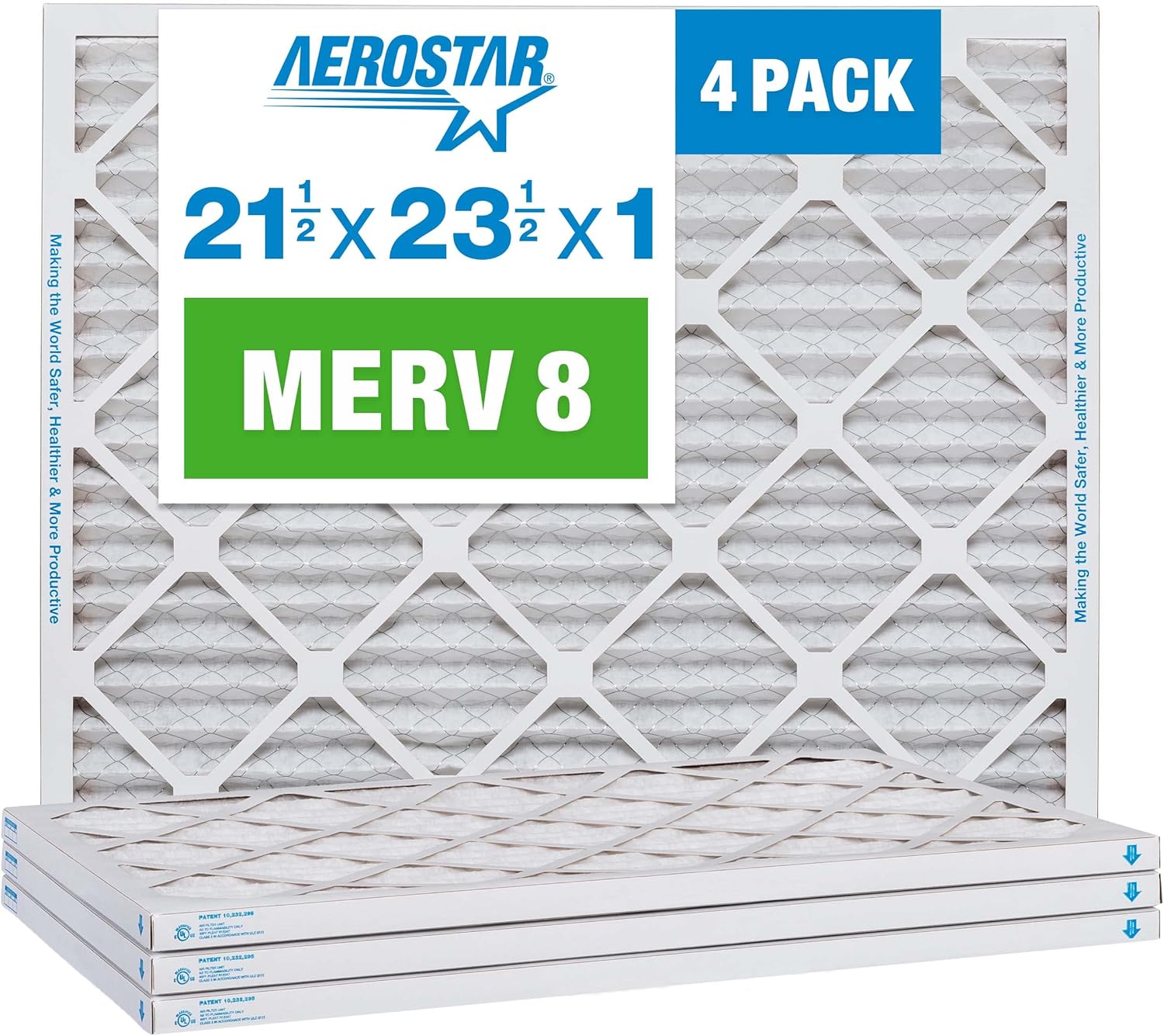 Aerostar MERV 8 Pleated Air Filter, Pack of 4, USA-Made!