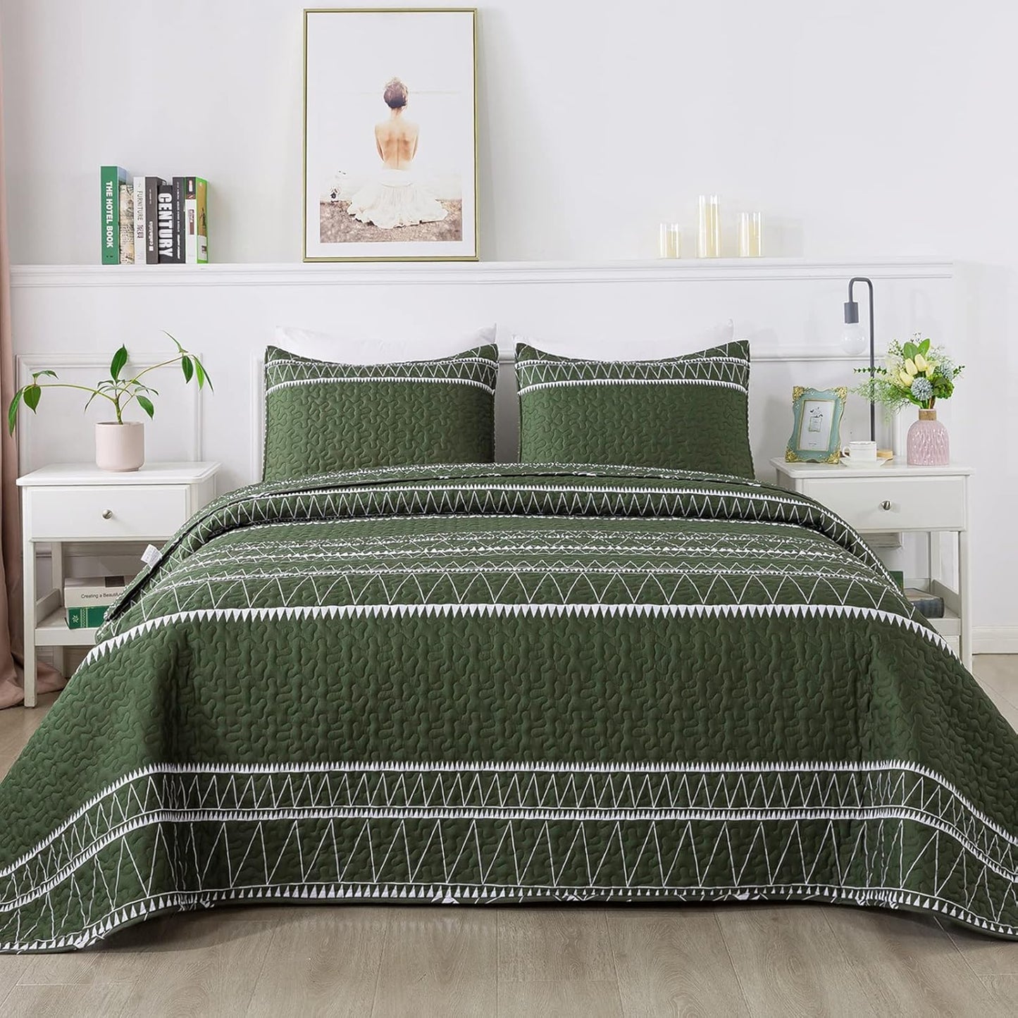 Andency Green Quilt Set King - Lightweight Reversible Bedspread