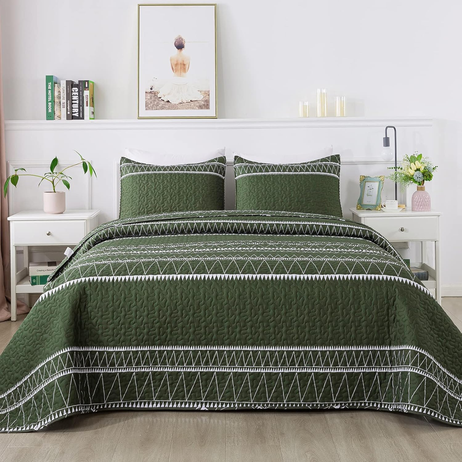 Andency Green Quilt Set King - Lightweight Reversible Bedspread
