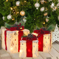 Christmas Lighted Gift Boxes Set of 3 - Plug-in LED Holiday Decor