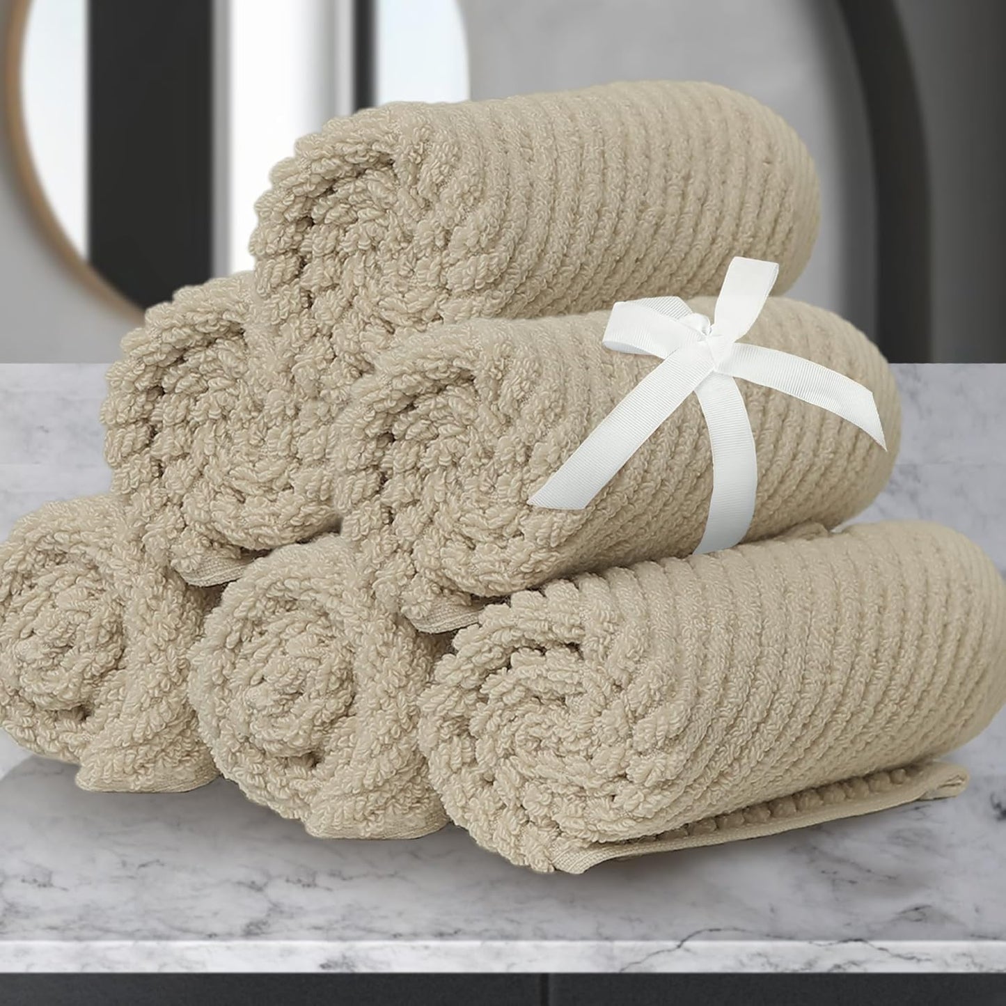 VOOVA & MOVAS Beige Face Cloths - Soft, Quick Dry Washcloths