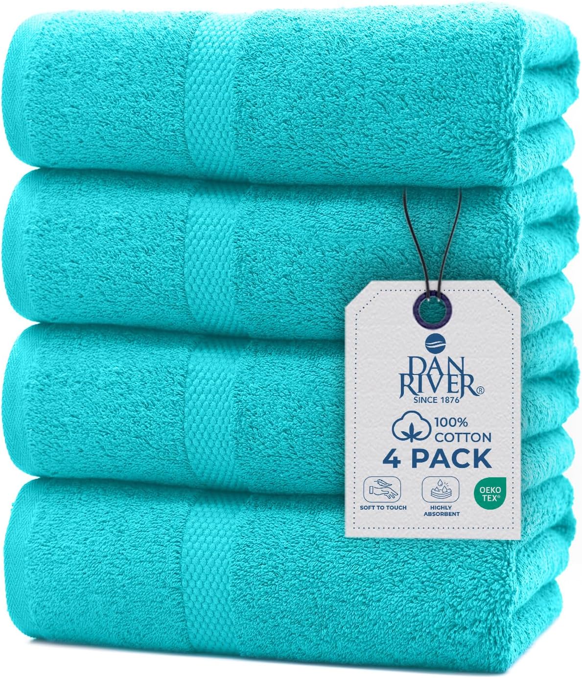 DAN RIVER Bath Towels Set of 4, Super Soft & Absorbent Towels