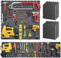 6 Piece Black Plastic Peg Board Set with 200 Accessories - Modular