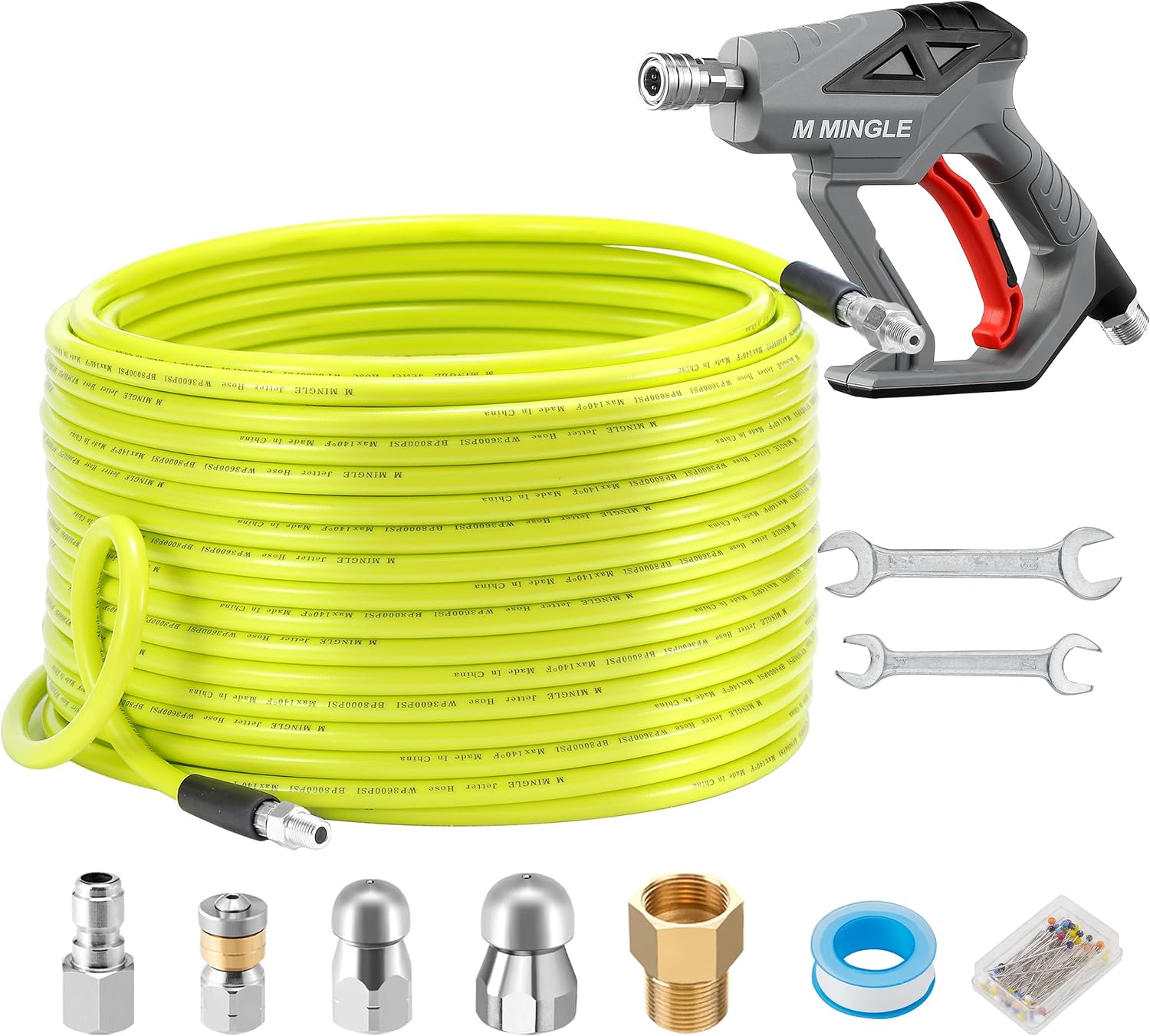 M MINGLE Sewer Jetter Kit for Pressure Washer - 200 FT Hose