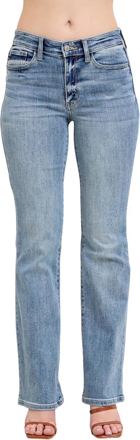 Judy Blue Women's Mid Rise Bootcut Jeans for Comfortable Style
